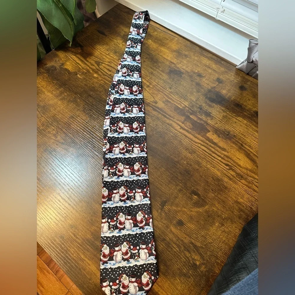 Christmas Santa and the Snowmen Holiday Tie